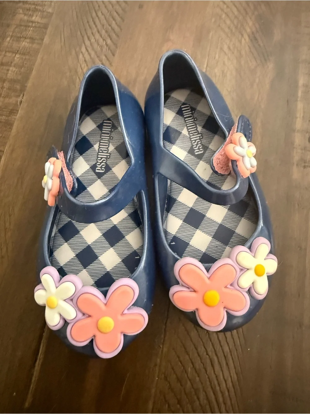 MINI MELISSA Sweet Love Picnic metallic blue Mary Jane shoes
